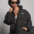Damen Winterjacke mit Stehkragen – Dicke gefütterte Kunstpelzjacke mit Taschen Warm und Bequem